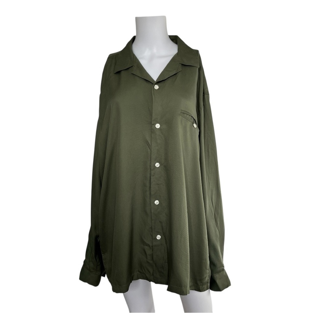 NEW Club Monaco Long Sleeve Textured Blouse Green Womens Size XXL